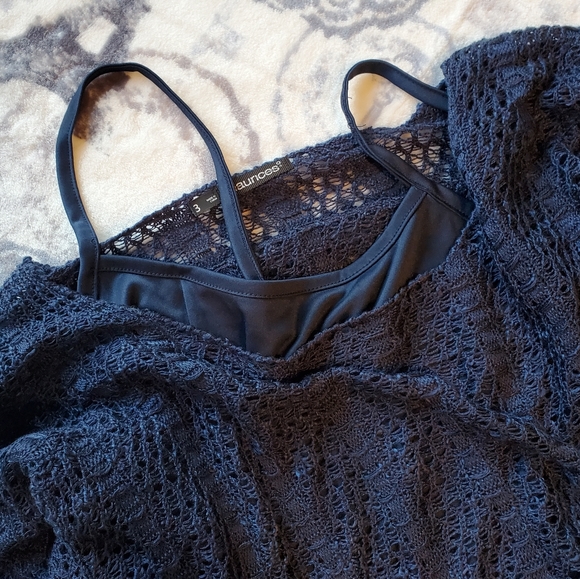 Maurices gorgeous blue crochet over lined dress. - Picture 8 of 11